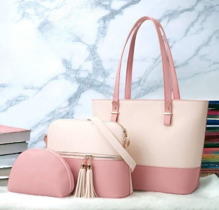 3‑Piece Tote Handbag Set – Black & Skin, Elegant Premium Quality