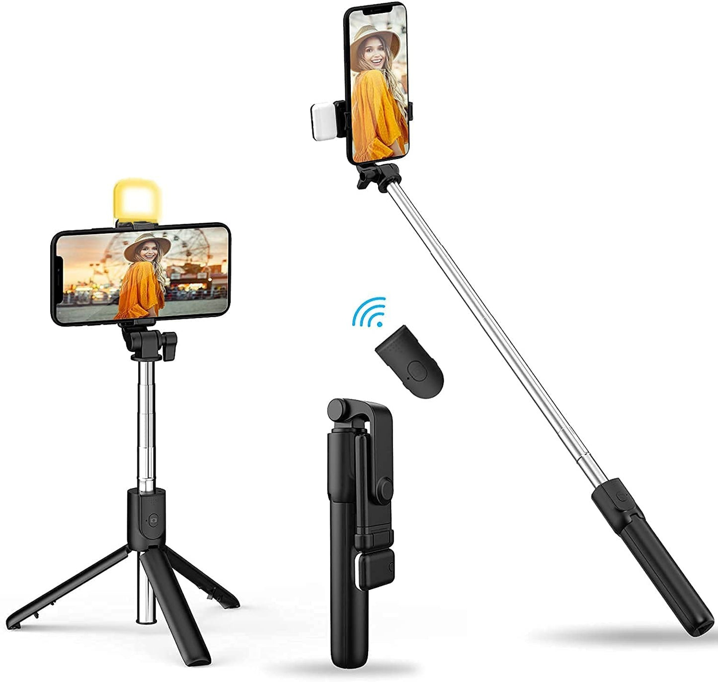 Bluetooth Selfie Stick & Tripod – 360° Rotating