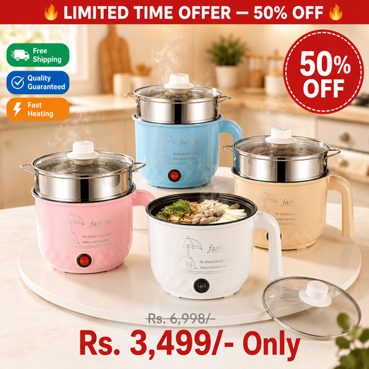 Multifunctional Electric Hot Pot, Nonstick Hot Pot Cooker & Steamer – 50% OFF | Free Shipping⚡