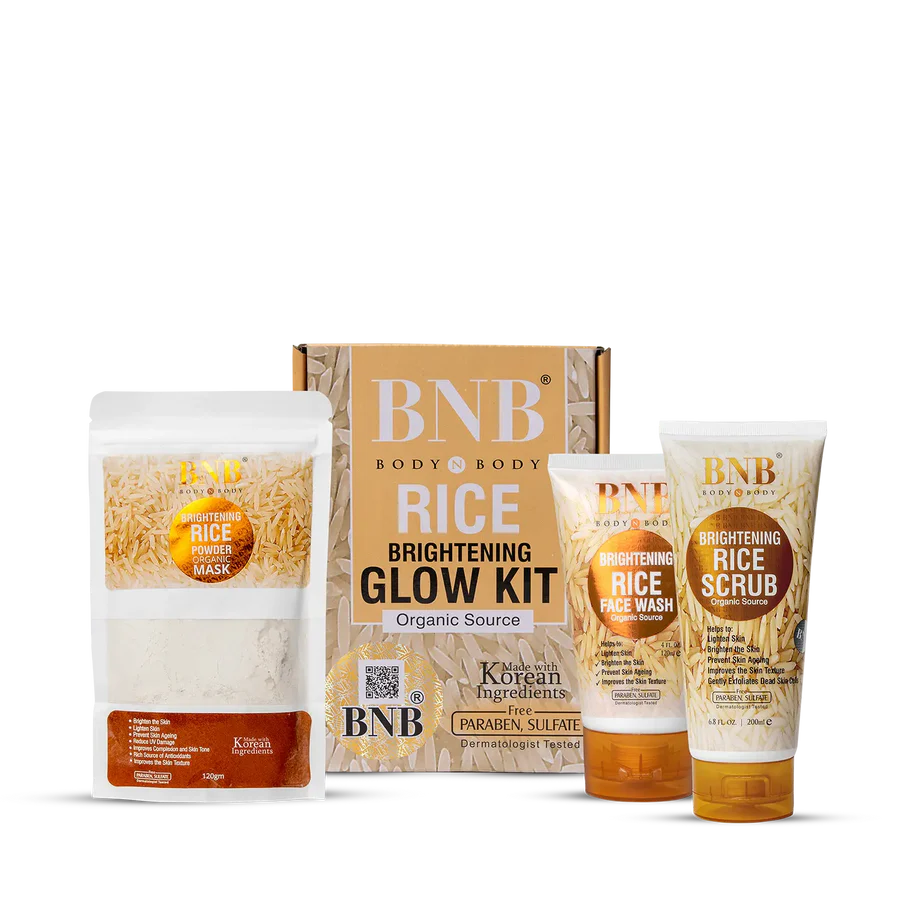 BNB Rice Brightening Glow Kit – Face Wash, Scrub & Mask
