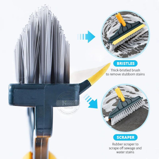 2‑in‑1 Floor Scrub & Squeegee Brush